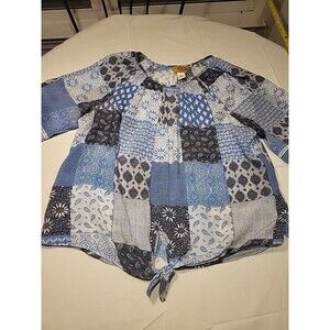 Ruby Road XL Blue Blouse With 3/4 Sleeve Rayon And Polyester Very Lightweight